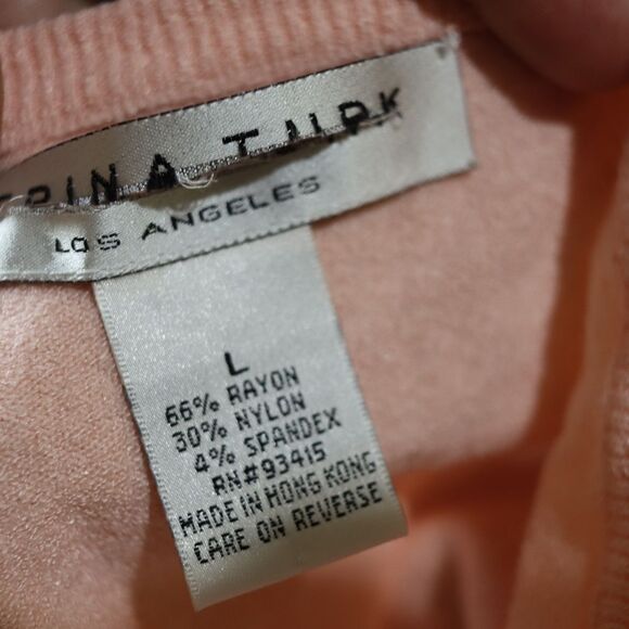 Trina Turk Y2K Pastel Pink Ribbed Camisole Tank Top | Minimalist Large Feminine - Picture 8 of 9